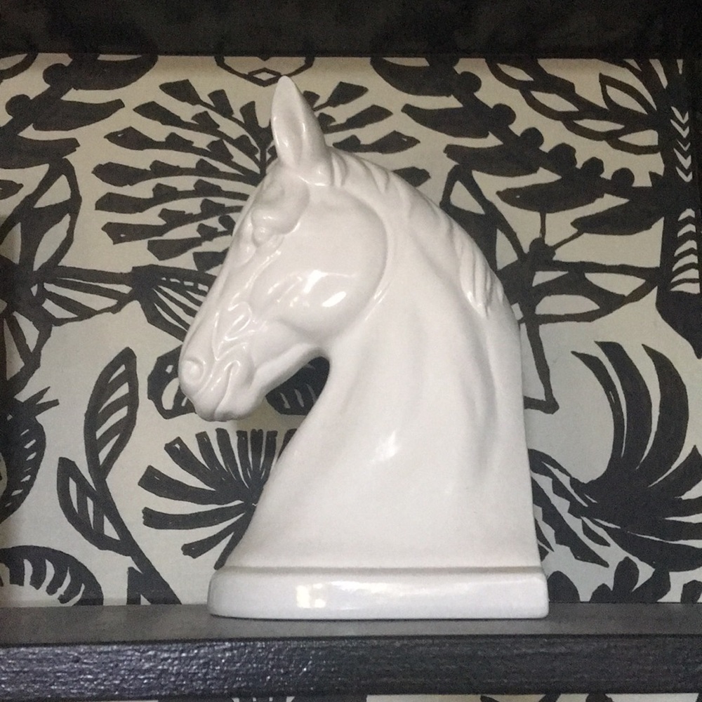 Ceramic white horse bust (bookend)
